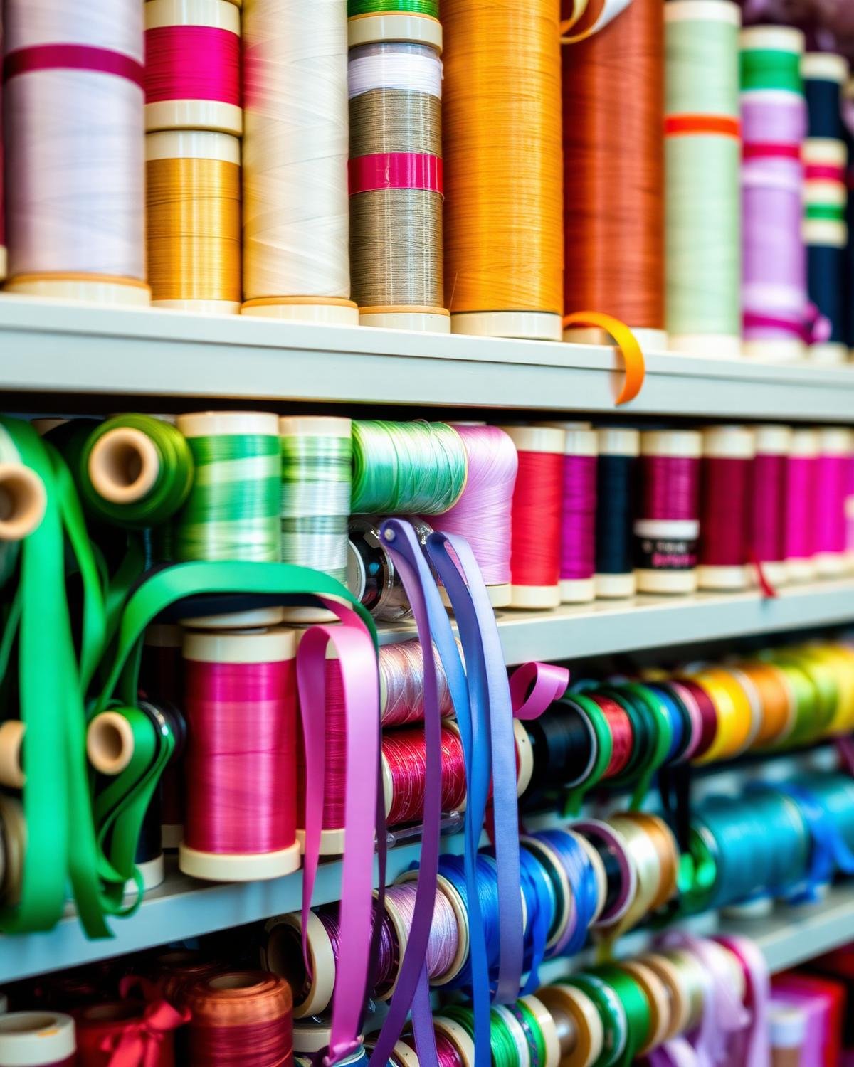 Colorful thread spools